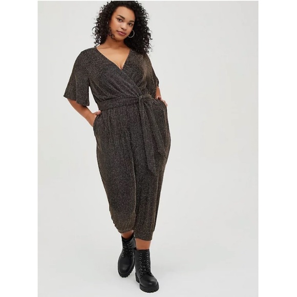 torrid Pants - NWT Torrid Glitter Knit Surplice Jumpsuit